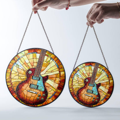 Guitar Stained Glass Sun Catcher - Electric Guitar Window Hanging Decor
