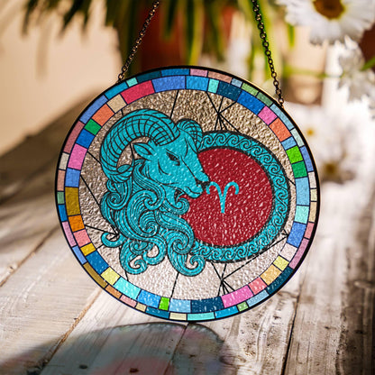 Taurus Stained Glass Zodiac SunCatcher LightCatcher Taurus Window Hanging