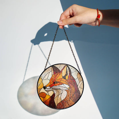 Fox Stained Glass Sun Catcher Fox Lover Gift Light Catcher Window Hanging Wild Animal Home Decoration Gift