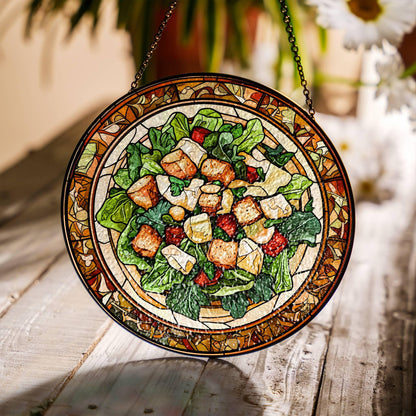 Salad Stained Glass Vegan Food SunCatcher Salad Lover Window Hanging Art
