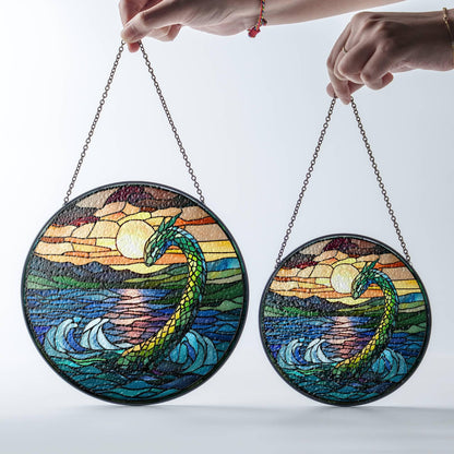 Loch Ness Monster Stained Glass SunCatcher Nessie Window Hanging Decor Art