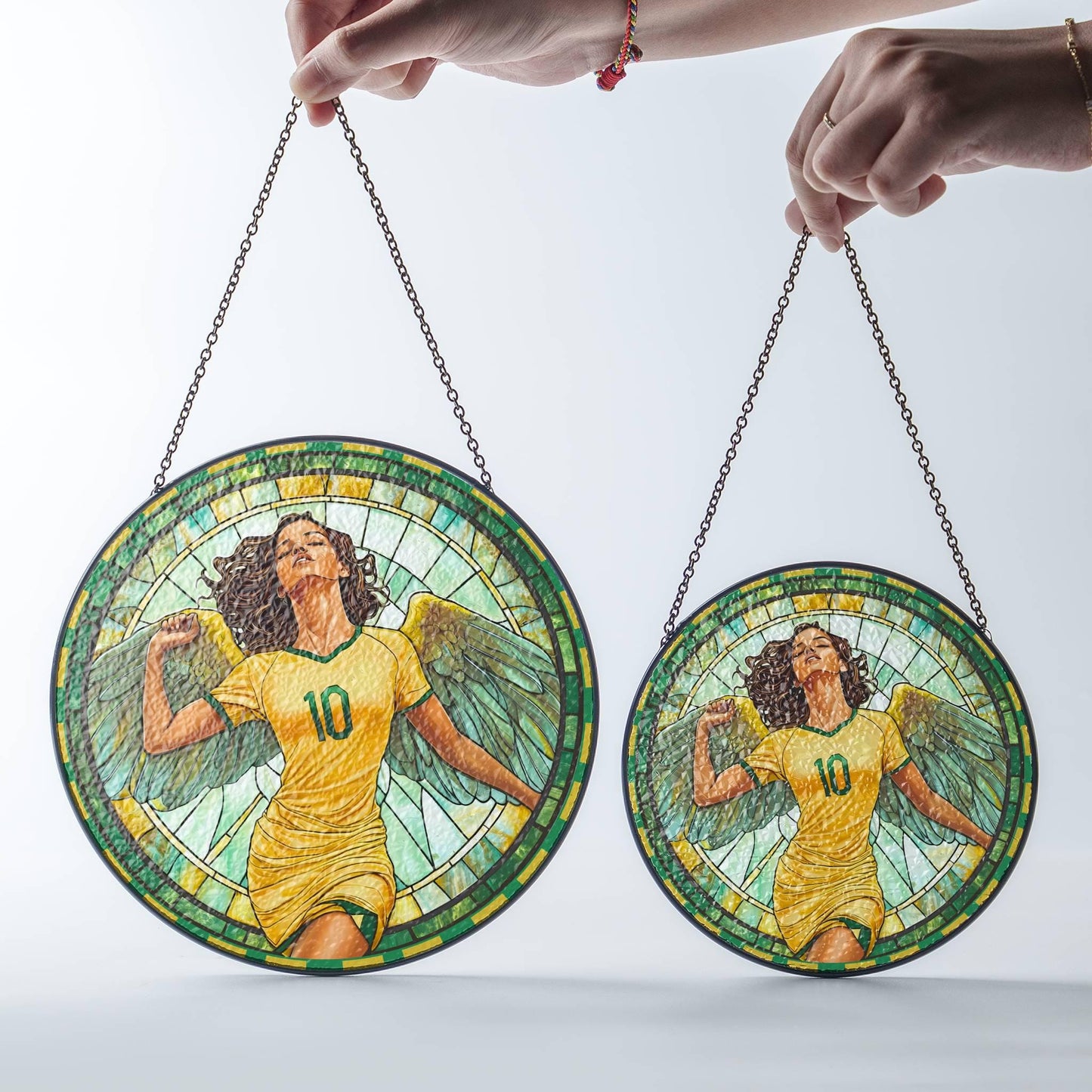 Brazil Stained Glass Brazil Flag SunCatcher Brazil Jersey Colors Window Hanging Art