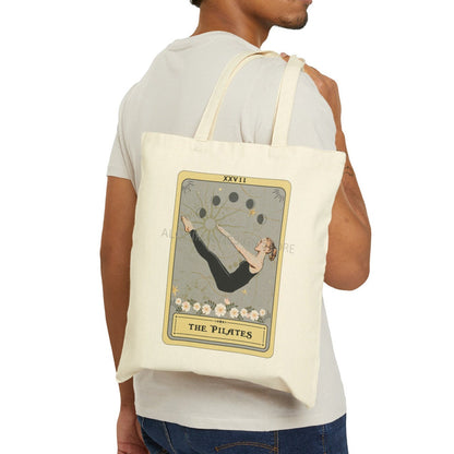 Pilates Tote Bag - Pilates Tarot Card Canvas Bag for Pilates Lovers 15 x 16
