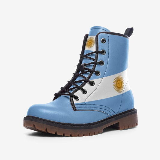 Argentina Flag Boots Argentina Vegan Leather Combat Boots