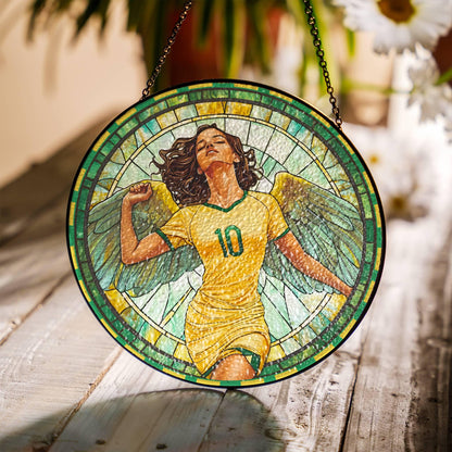 Brazil Stained Glass Brazil Flag SunCatcher Brazil Jersey Colors Window Hanging Art
