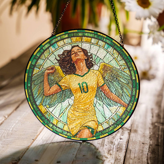 Brazil Stained Glass Brazil Flag SunCatcher Brazil Jersey Colors Window Hanging Art