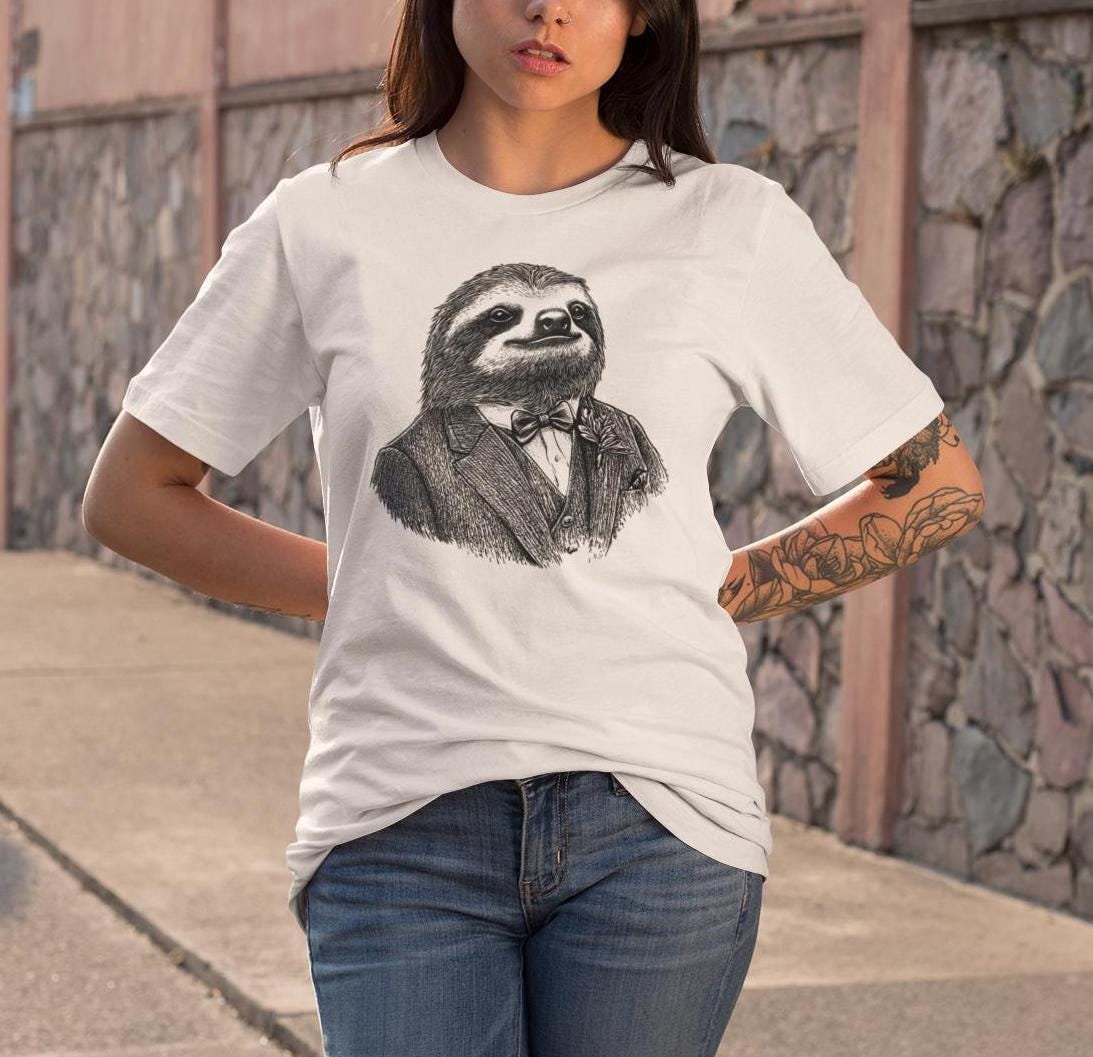 Sloth Shirt, Sloth Wearing Expensive Suit White T-Shirt