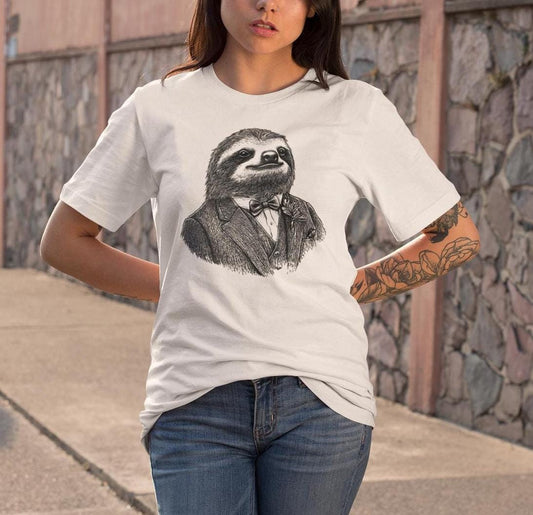 Sloth Shirt, Sloth Wearing Expensive Suit White T-Shirt