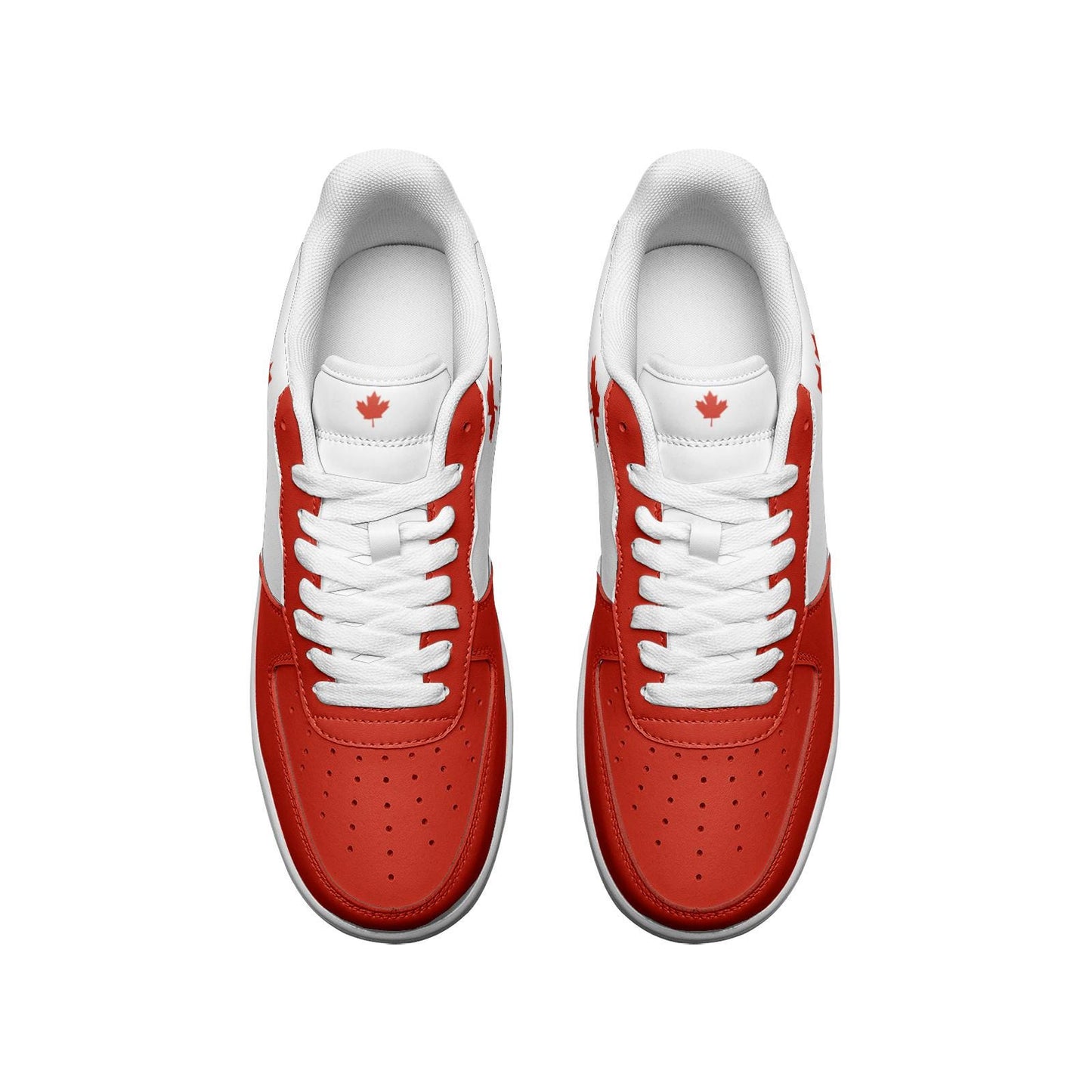 Canada Flag Sneakers, Canadian Colors Unisex Low Top Vegan Leather Sneakers