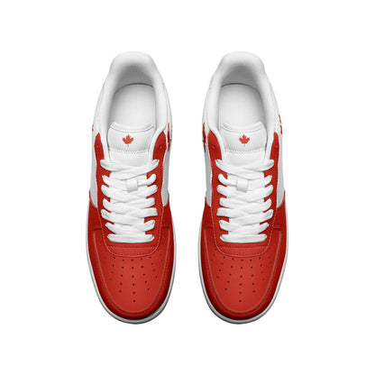 Canada Flag Sneakers, Canadian Colors Unisex Low Top Vegan Leather Sneakers
