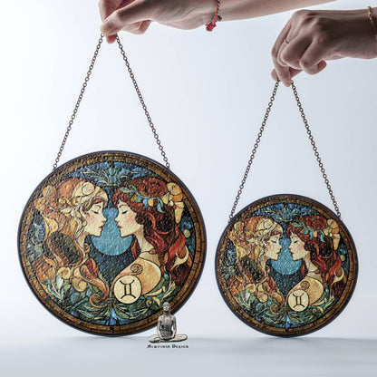 Gemini Stained Glass Zodiac SunCatcher LightCatcher Gemini Window Hanging