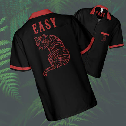 Easy Tiger Button Down Shirt with Pocket, Tiger Short-sleeve Hawaiian Shirt