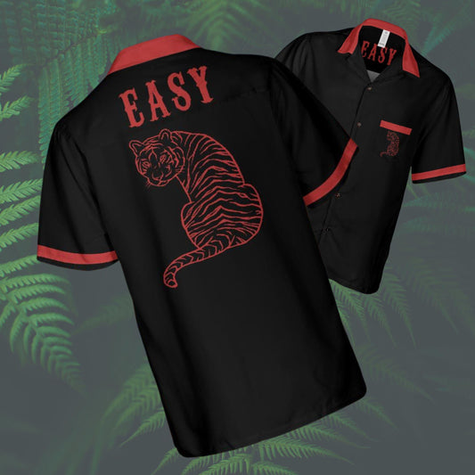 Easy Tiger Button Down Shirt with Pocket, Tiger Short-sleeve Hawaiian Shirt