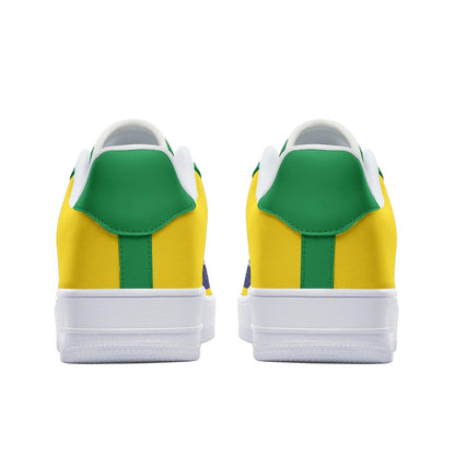 Brazil Flag Sneakers Brasil Colors Unisex Low Top Vegan Leather Sneakers