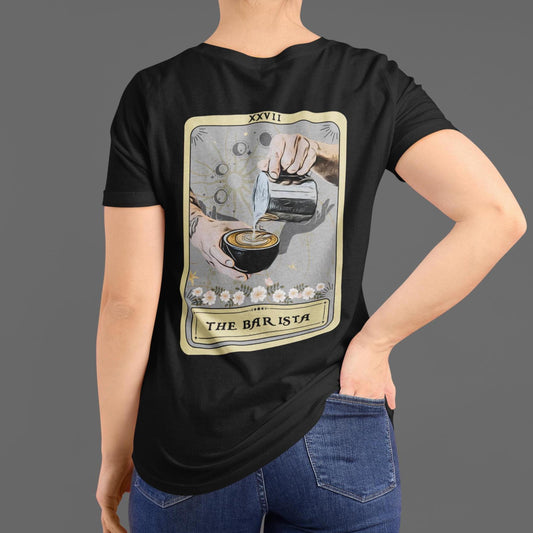 Barista Tarot Card Shirt - Back Print Coffee Lover Gift