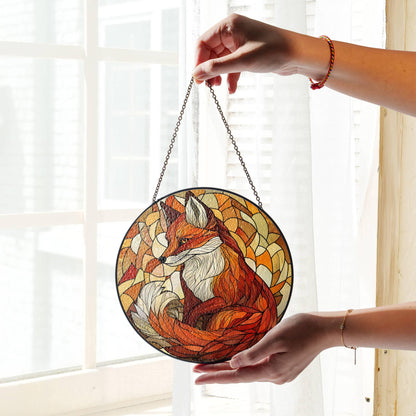 Fox Stained Glass Sun Catcher Fox Lover Gift Light Catcher Window Hanging Wild Animal Home Decoration Gift