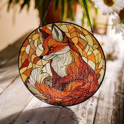 Fox Stained Glass Sun Catcher Fox Lover Gift Light Catcher Window Hanging Wild Animal Home Decoration Gift