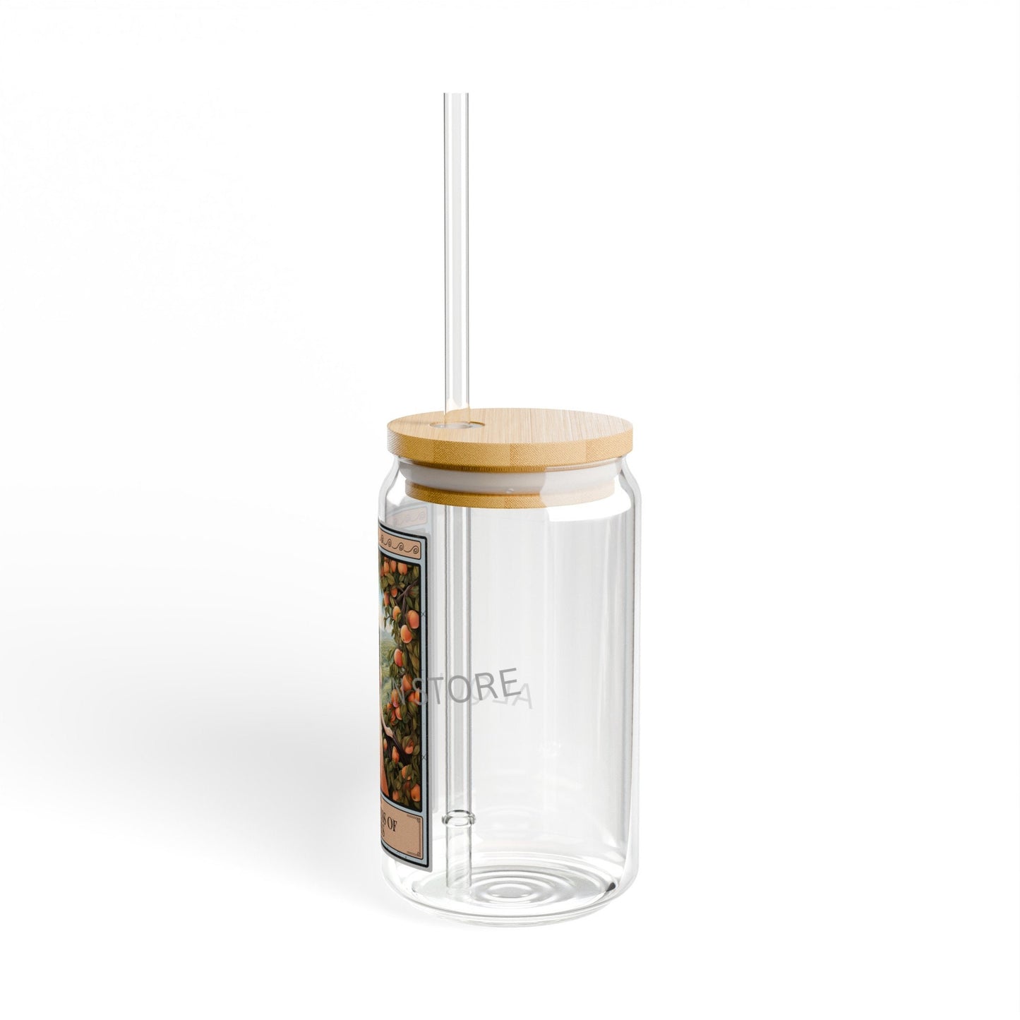 Peach Tarot Card Tumbler - 16oz Sipper Glass with Lid for Fruit Lovers