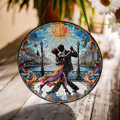 Tango Dancing Stained Glass SunCatcher Tango Window Hanging Tango Dancing