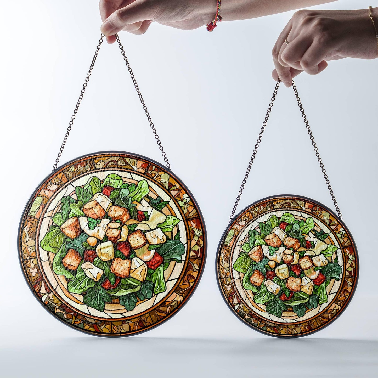 Salad Stained Glass Vegan Food SunCatcher Salad Lover Window Hanging Art