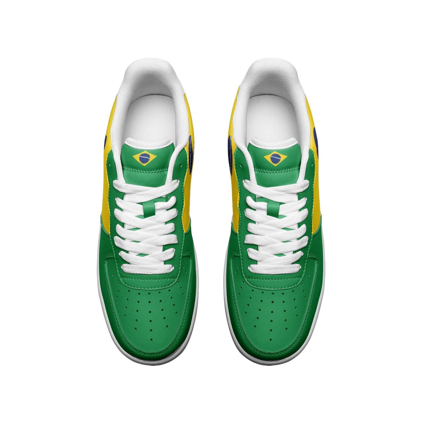 Brazil Flag Sneakers Brasil Colors Unisex Low Top Vegan Leather Sneakers