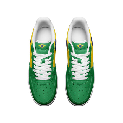 Brazil Flag Sneakers Brasil Colors Unisex Low Top Vegan Leather Sneakers
