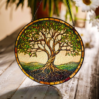 Tree of Life Stained Glass Sun Catcher - Window Hanging Decoration Protection