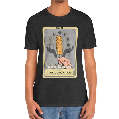 Corn Dog Tarot Card Shirt - Foodie Gift Tee with Mustard Design