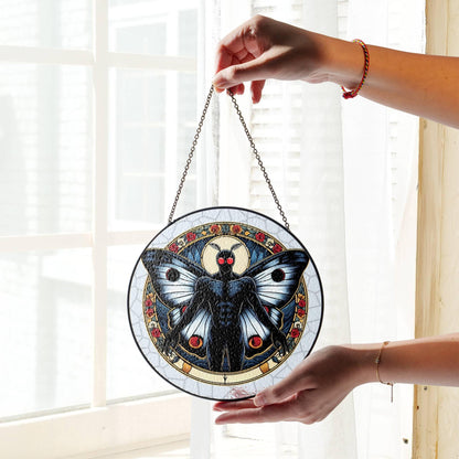 Mothman Stained Glass Sun Catcher - Cryptid Window Hanging Decor