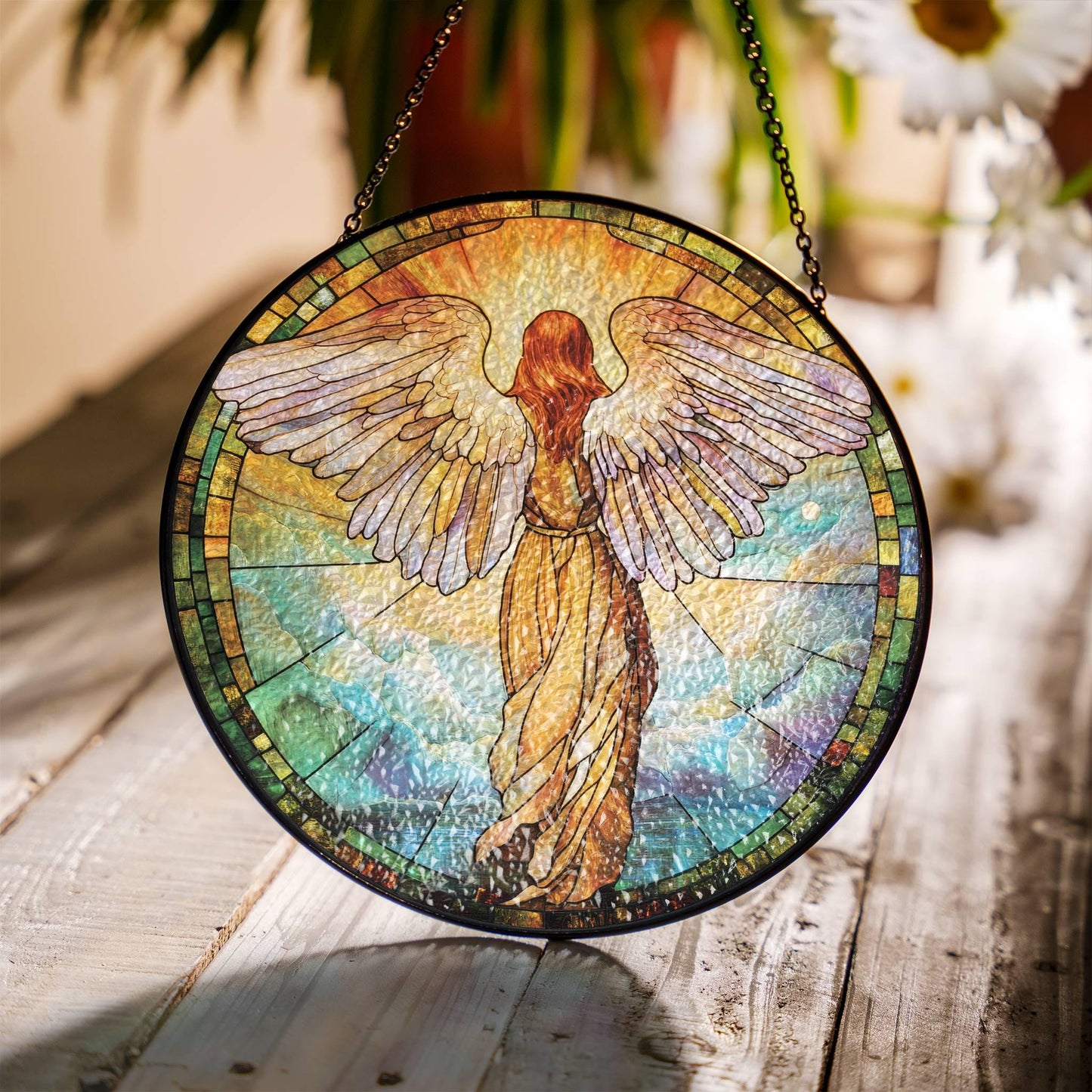 Angel Stained Glass SunCatcher Angel Wings Window Hanging Home Decor Heaven
