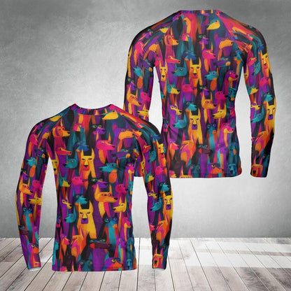 Colorful Dog Rash Guard - Long Sleeve MMA Compression Shirt for Jiu Jitsu
