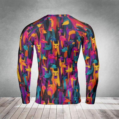 Colorful Dog Rash Guard - Long Sleeve MMA Compression Shirt for Jiu Jitsu