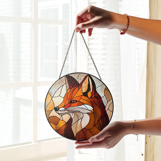 Fox Stained Glass Sun Catcher Fox Lover Gift Light Catcher Window Hanging Wild Animal Home Decoration Gift