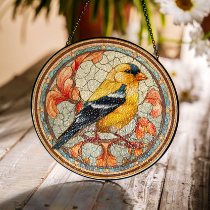 Goldfinch Stained Glass Sun Catcher - Bird Lover Window Decoration Art