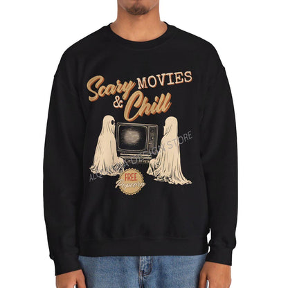 Vintage Halloween Sweatshirt - Scary Movies  Chill Ghost Sweater