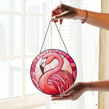 Flamingo Stained Glass Sun Catcher Bird Light Catcher Window Hanging Flamingo Home Decoration