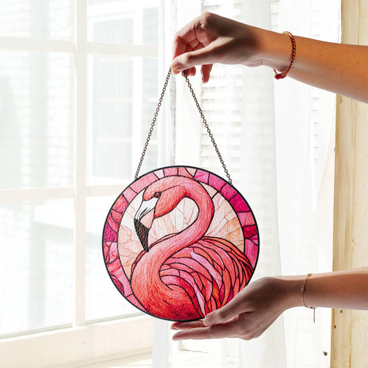 Flamingo Stained Glass Sun Catcher Bird Light Catcher Window Hanging Flamingo Home Decoration