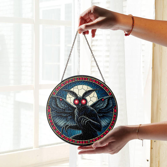 Mothman Stained Glass SunCatcher Mothman Cryptid Window Hanging Home Art