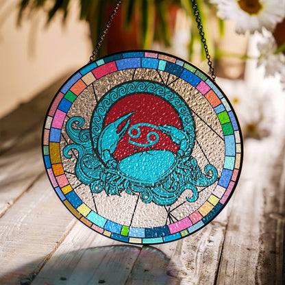 Aquarius Stained Glass Zodiac SunCatcher LightCatcher Aquarius Window Hanging