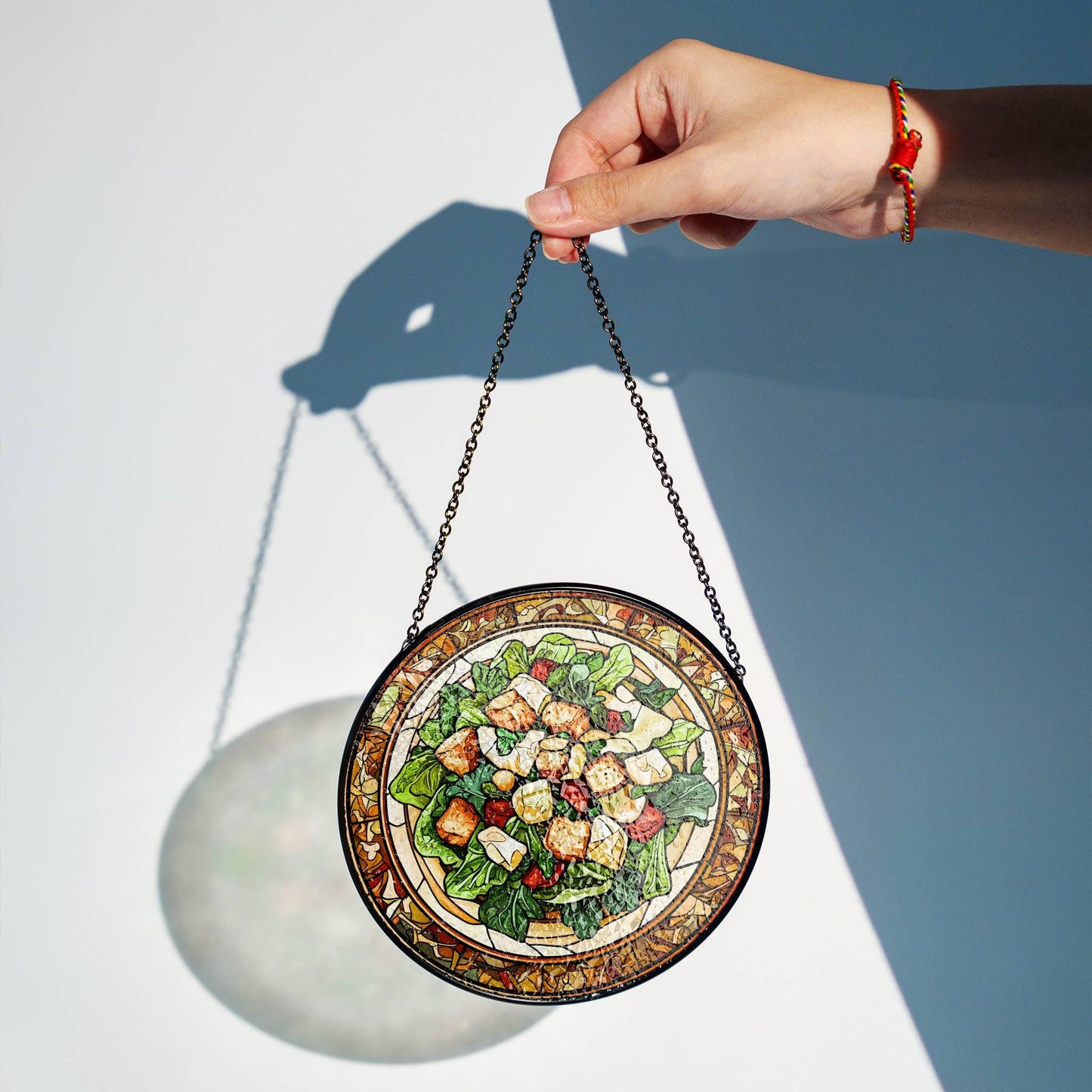 Salad Stained Glass Vegan Food SunCatcher Salad Lover Window Hanging Art