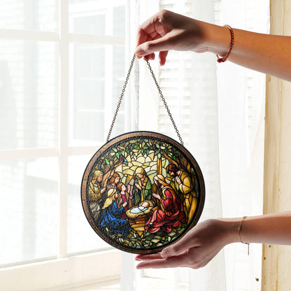 Nativity Stained Glass Nativity Scene Suncatcher Christian Jesus Art