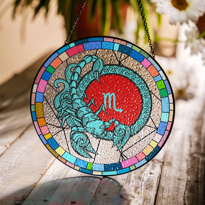 Libra Stained Glass Zodiac SunCatcher LightCatcher Libra Window Hanging