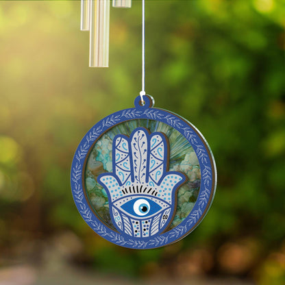 Hamsa Hand Wind Chime Suncatcher - Hand of Fatima Home Decor Gift