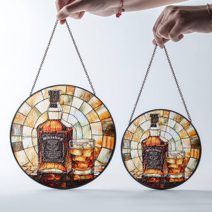 Whiskey Stained Glass SunCatcher Whisky Window Hanging Home Decor