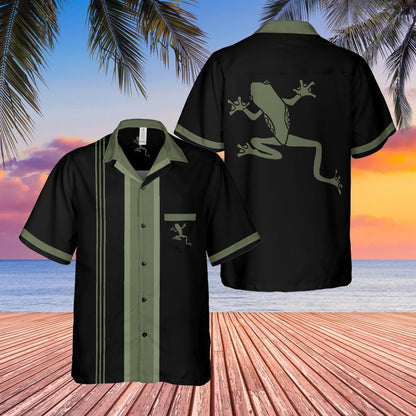 Frog Button Down Shirt with Pocket, Frog Shirt Short-sleeve Hawaiian Shirt