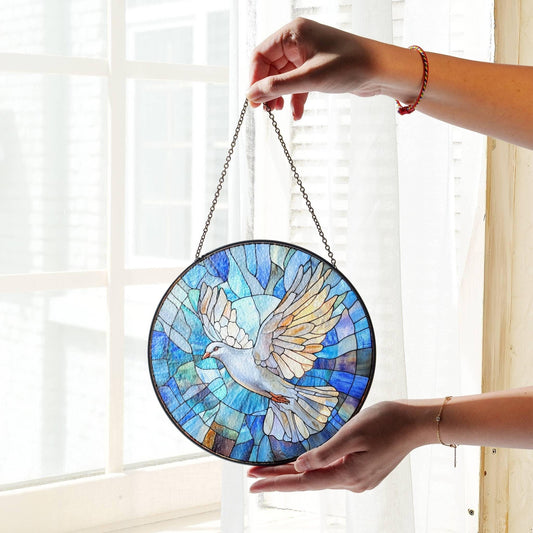 Dove Stained Glass SunCatcher Dove Bird Window Hanging Home Peace Doves Decor
