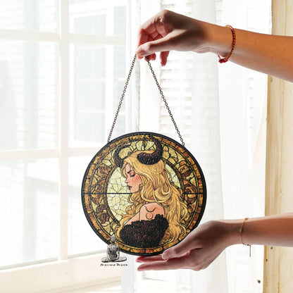 Taurus Stained Glass Zodiac SunCatcher LightCatcher Taurus Window Hanging