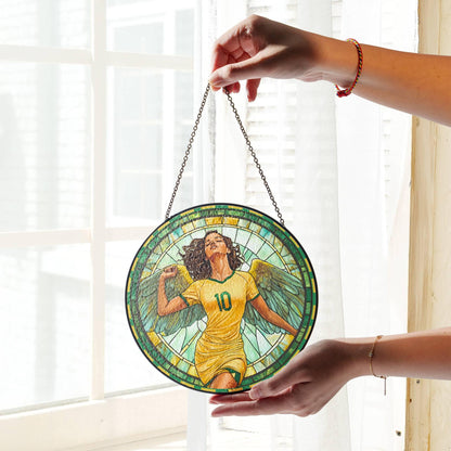 Brazil Stained Glass Brazil Flag SunCatcher Brazil Jersey Colors Window Hanging Art