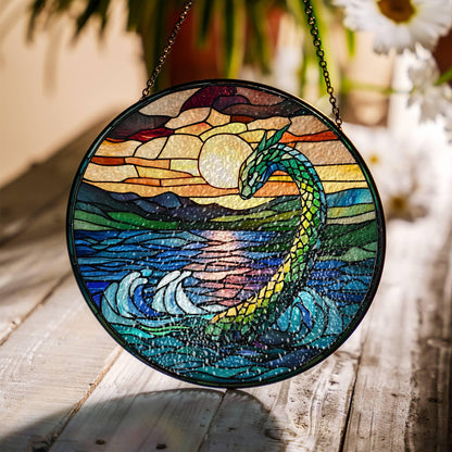 Loch Ness Monster Stained Glass SunCatcher Nessie Window Hanging Decor Art