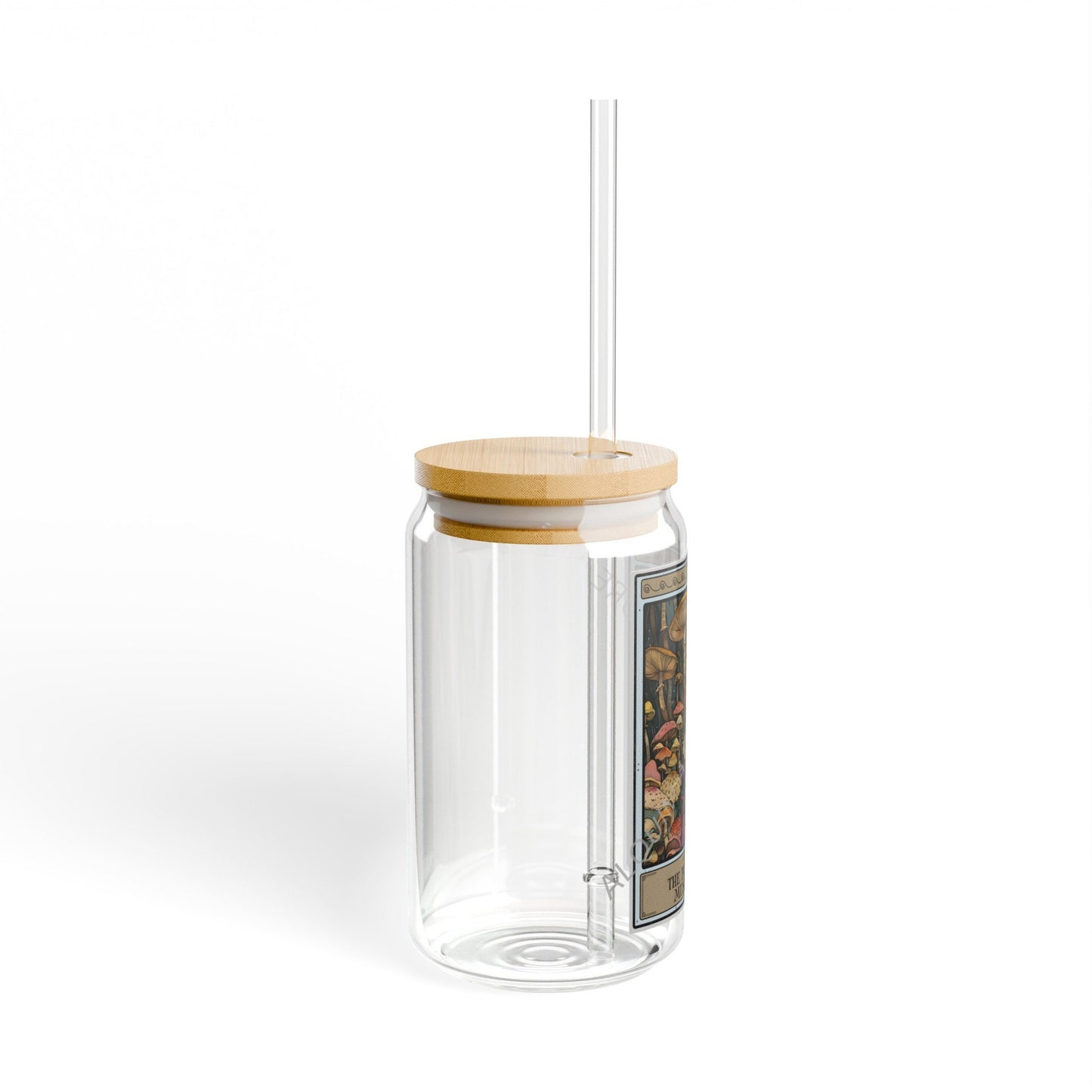 Mushroom Tarot Card Glass Tumbler - 16oz Fungi Sipper Gift